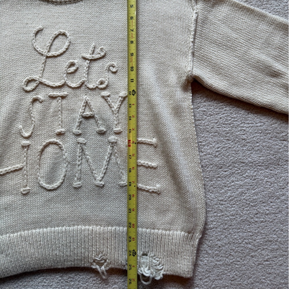 Wildfox Distressed Let’s Stay Home Sweater size S - Picture 5 of 7